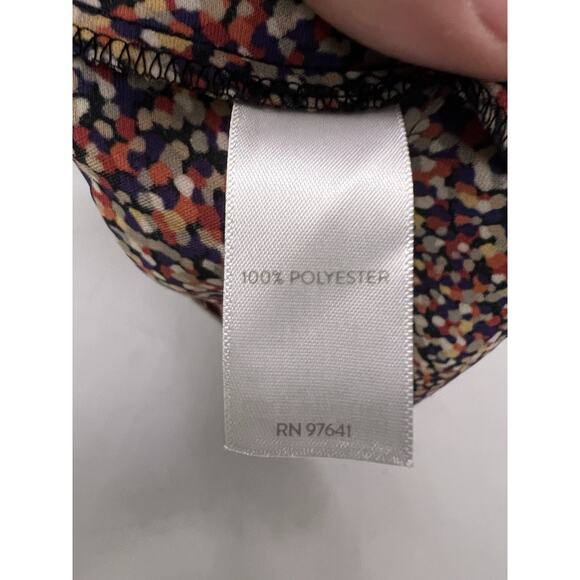 J. Jill Women's Multi-Colored Button-Front Long-Sleeved Pleated Crewneck Dress - Picture 6 of 9